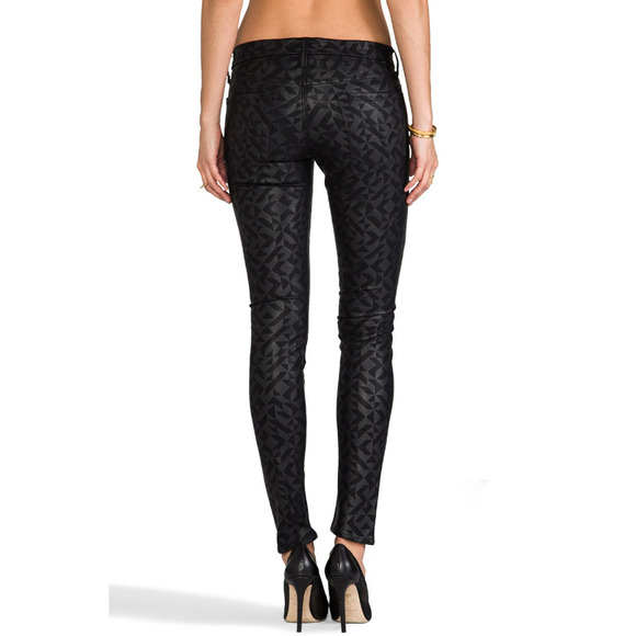 MOTHER Black Rough Around Edges Black The Looker Leather Skinny Jeans Size 27 - Picture 3 of 8